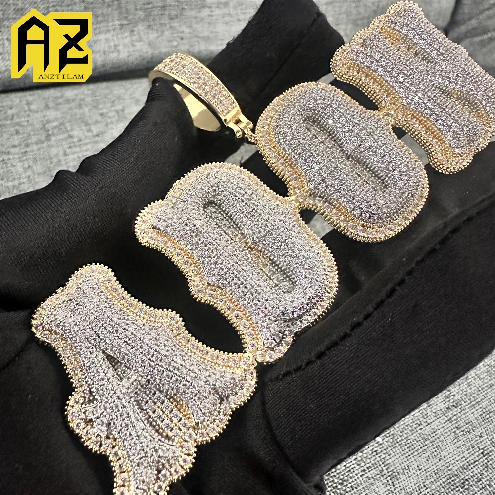 New Double Color Customized Letters Name Pendant Personalized font Necklace Zircon Iced Out Letters Necklaces For Men Women Hi