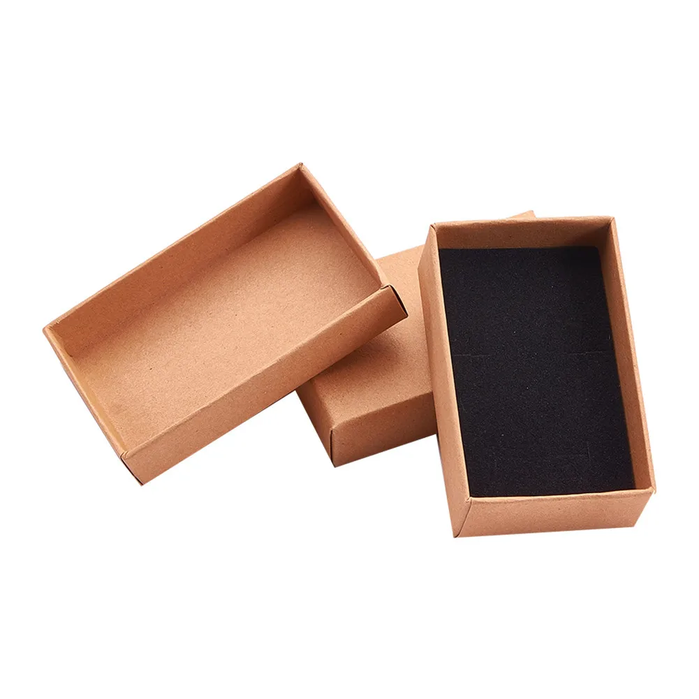 24Pcs Tan Rectangle Cardboard Jewelry Set Box for Ring Necklace Jewelry Packing 8X5X2.5Cm