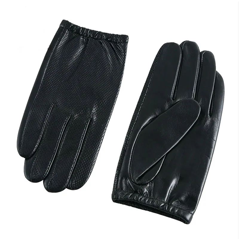 

Men Genuine Goat Leather Gloves Thin Silk Lining Touchscreen Black Glove Breathable Outdoor Cycling Driving Motorcycle Gloves