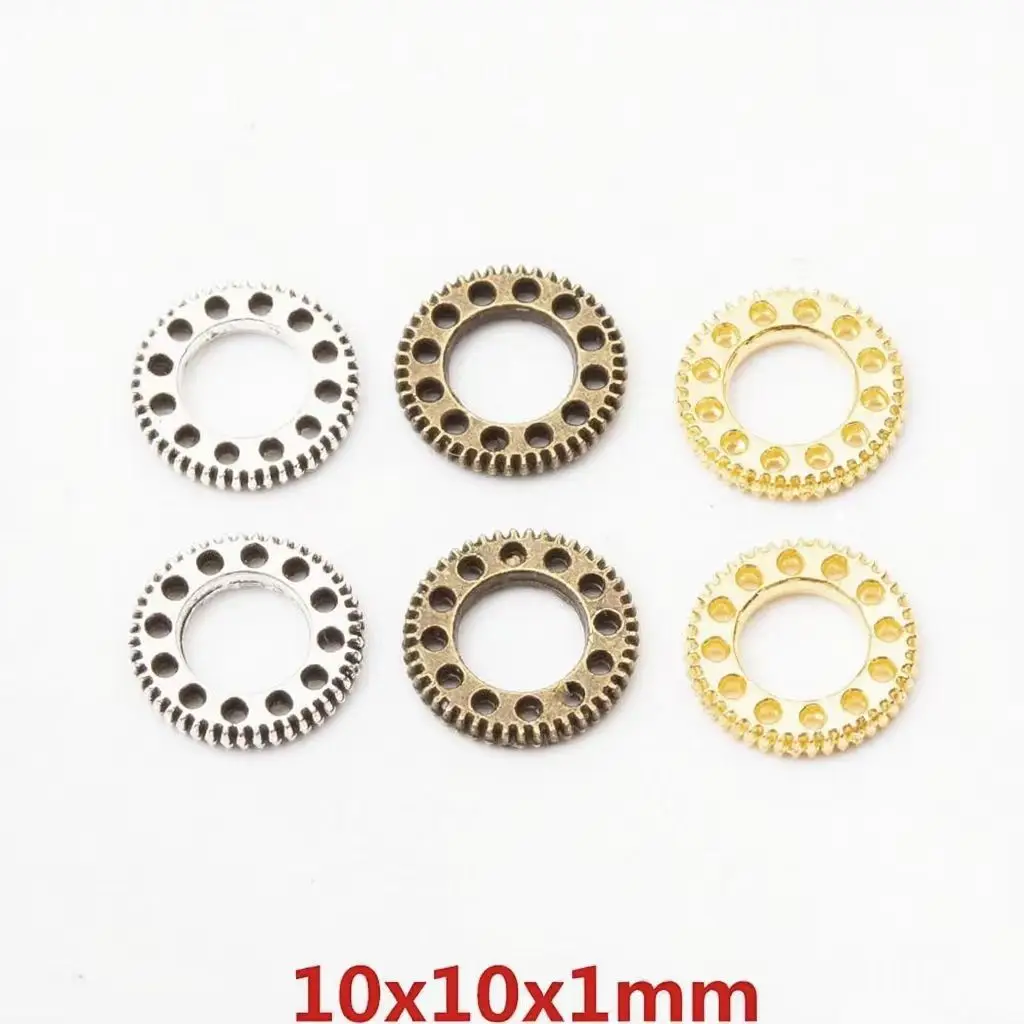 40Pcs/Lot 10mm DIY Steampunk Style Jewelry Accessories Retro Metal Parts Mechanical Gear Necklace Charms For Jewelry Making