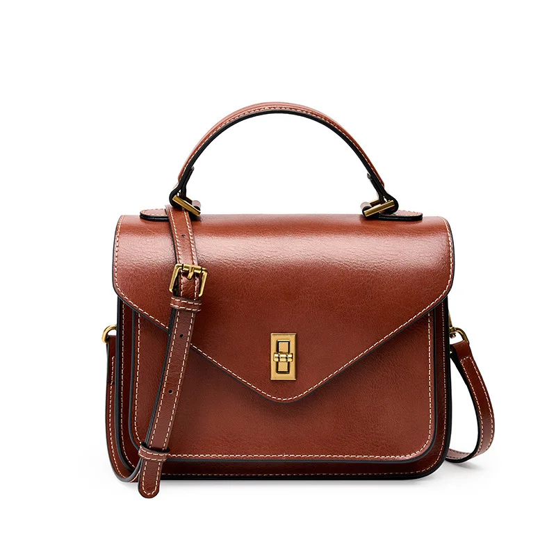 Genuine Leather Women Luxury Bag High Quality Simple Vintage Fashion Postman Handbags Ladies 2026 Shoulder Green Small PhoneBag
