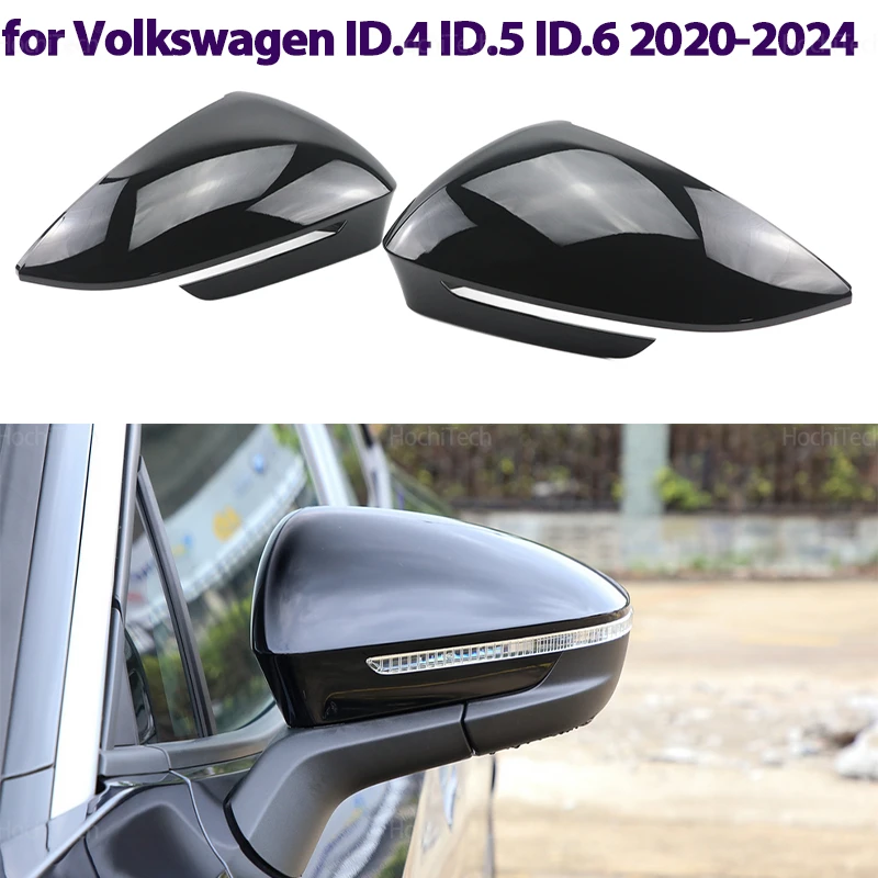 

For Volkswagen ID.4 E21 ID.5 E39 ID.6 ID.6X Crozz 2020-2024 Replacement RearView Mirror Case Cover Bright Black with Tool LHD
