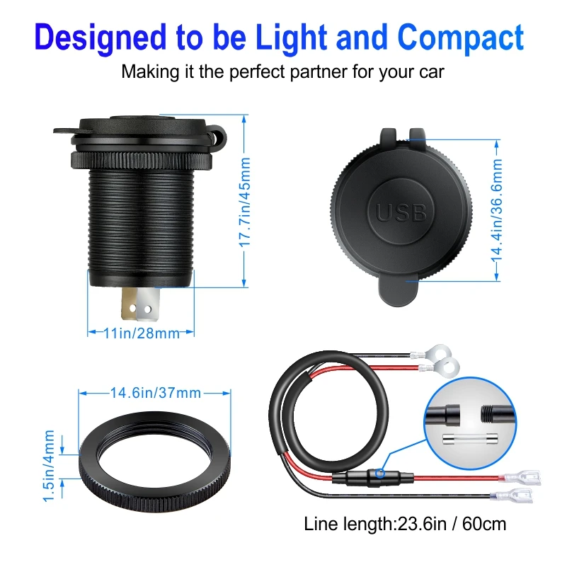 Caricabatteria da auto USB C tipo C PD Quick Charge 3.0 USB Fast tomada presa usb 12V/24V presa adattatore di alimentazione per ricarica del telefono per Toyota