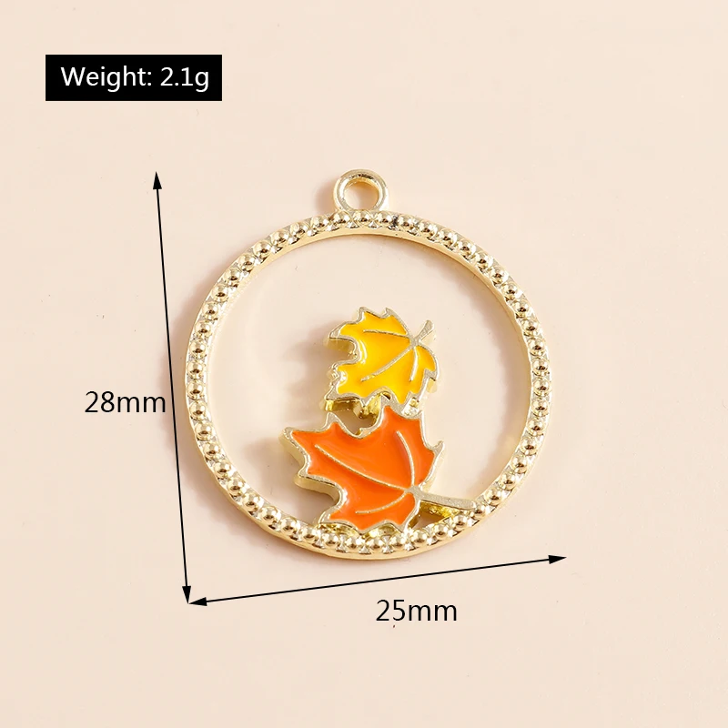 10pcs 25*28mm Enamel Orange Fall Maple Leaf Charms for DIY Earring Necklace Pendant Handmade Diy Jewelry Making Accessories