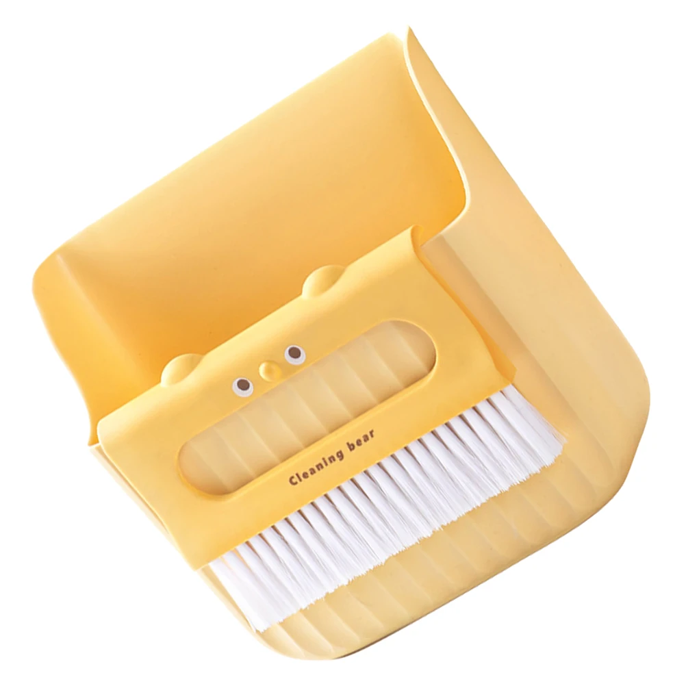 

Small Cleaning Broom Set Brushes for Household Hand Held Dustpan Desktop Yellow Pp