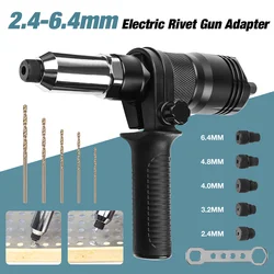 New Electric Rivet Gun Tool Adapter,Insert Fastening Tool Household Cordless Rivet Gun Converter 2.4MM/3.2MM/4.0MM/4.8MM/6.4MM