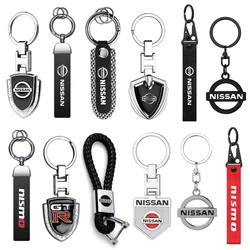 1pcs 3D Metal Key Chain Leather Car Key Rings Key Case Pendant For Nissan Note Nismo Sylphy X-trail Sunny Qashqai GTR Leaf Teana