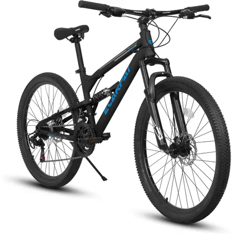 Mountain Bike 26 Inch, Dual Full Suspension Mens Womens Bike, 21 Speeds Dual Disc Brake Carbon Steel Bike, Boys