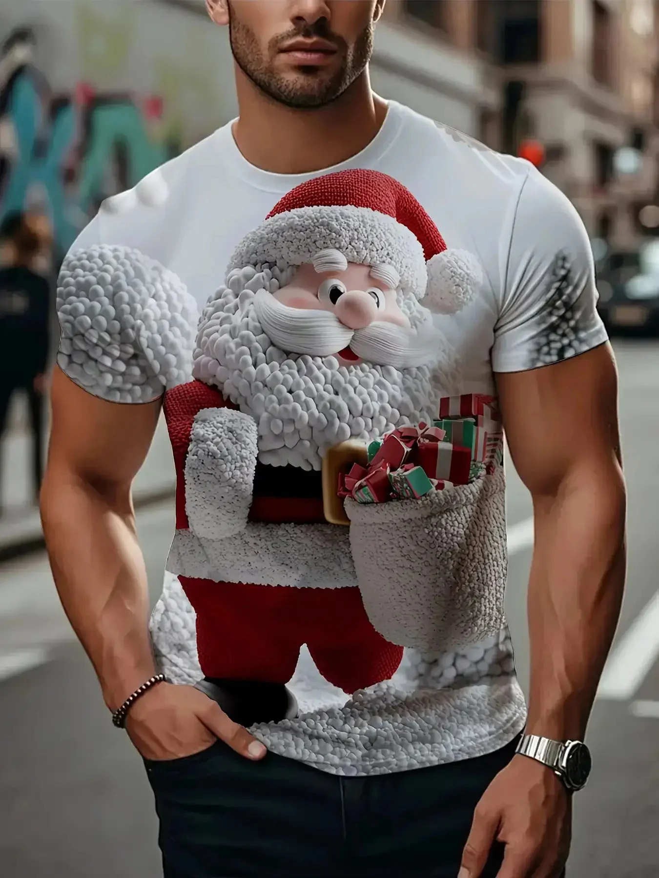 Funny Santa Christmas 3D Print Men's T-shirt Fashion Casual O-neck Short Sleeve Tops Women Oversized Harajuku Tees Top Clothing