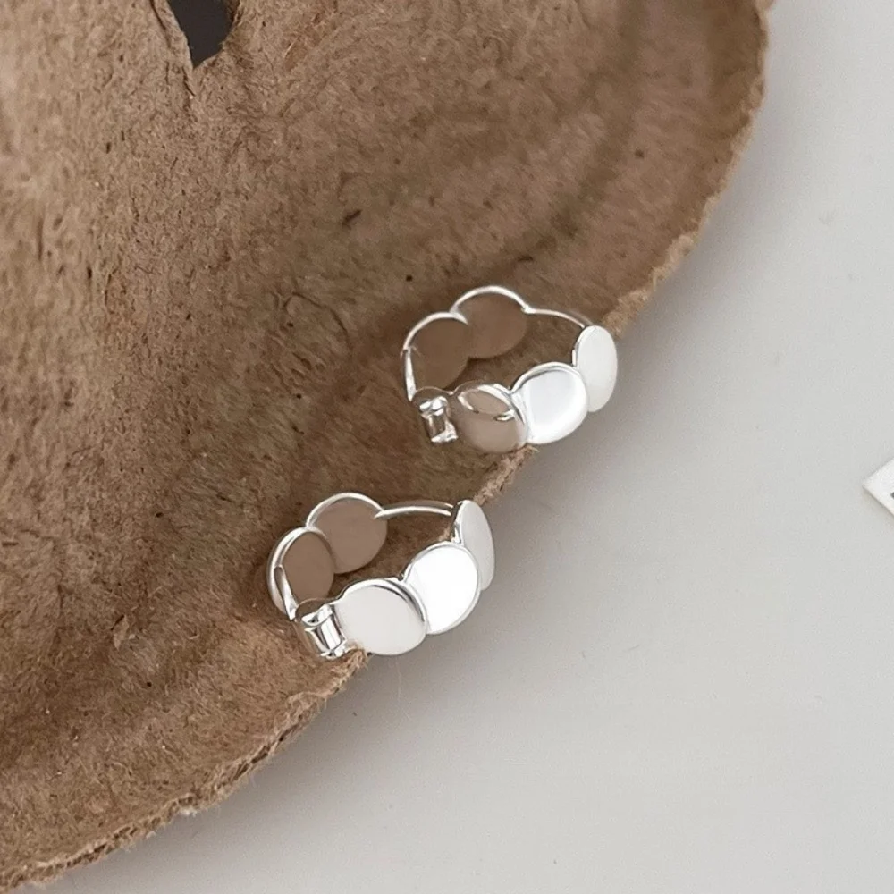 925 Sterling Silver Hypoallergenic Geometric Round Earrings for Women Girls Fashion Minimalist Luxury Hoop Earring Jewelry Gifts