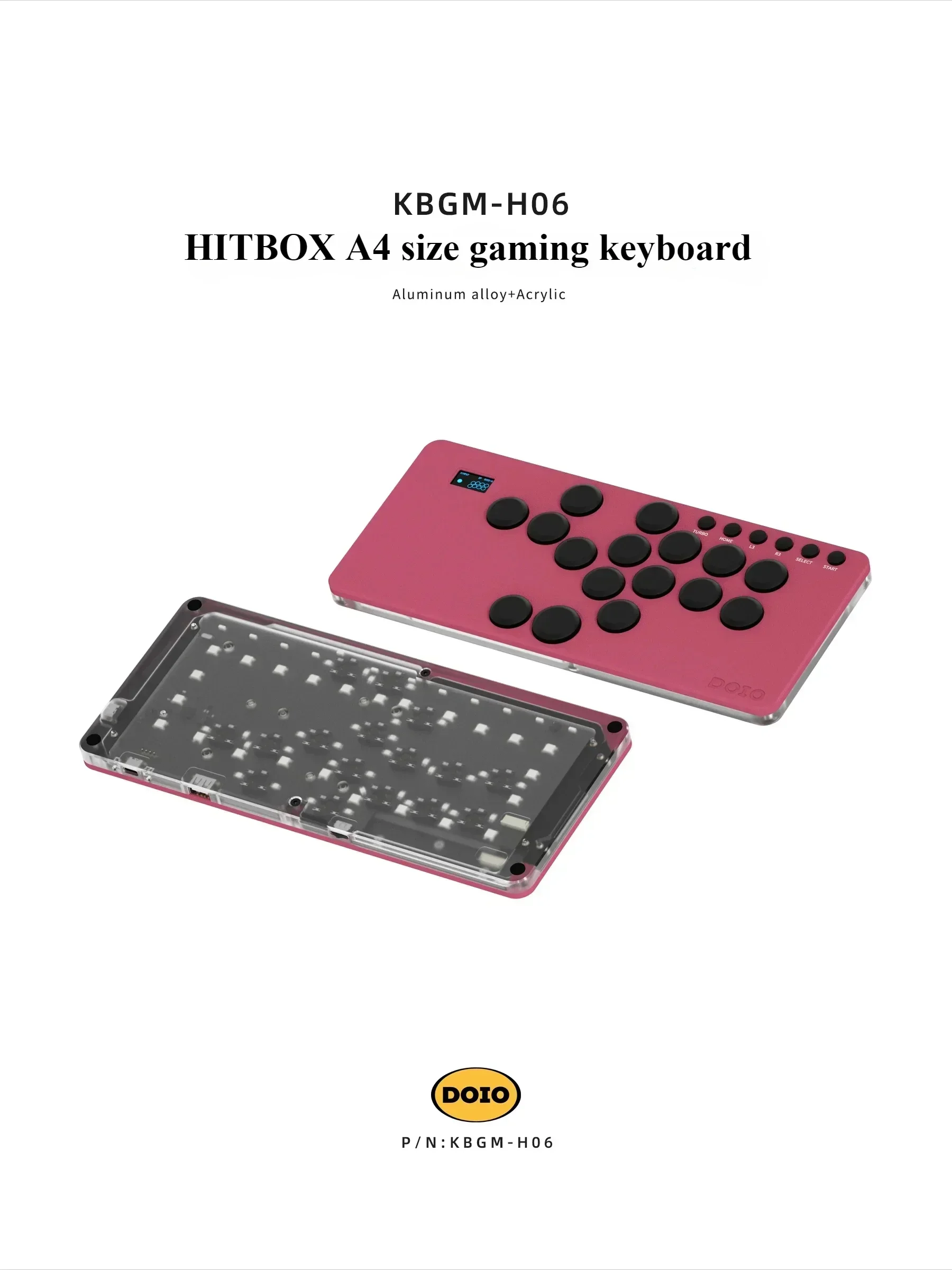 DOIO KBGM-H06 Gamer Keypad HITBOX A4 Aluminum Alloy Portable Custom Arcade Joystick Compatible PS5 PS4 Switch SF KOF Tekken Gift