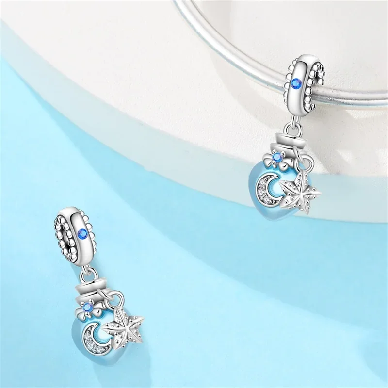 Charms Original 925er Silber vergoldet Ozean treibende Flasche Anhänger Perlen passen Armband DIY feines Geschenk Frauen zarte Schmuck Zugang