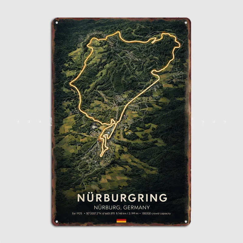 Nurburgring Circuit Track Poster Metal Sign Custom Bar Room Decoration Bedroom Indoor Decor Home Wall Decor Posters