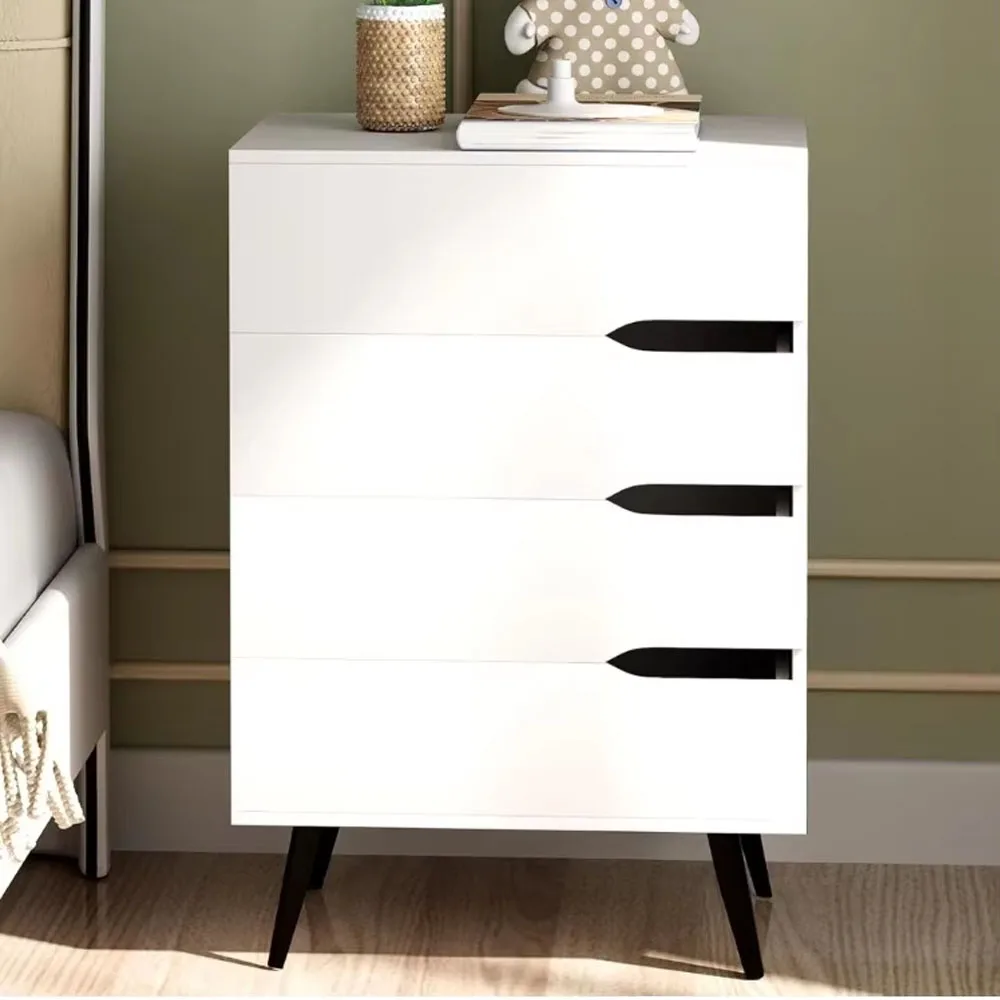 

Bedside table, white coffee table with four drawers, modern bedside table, wardrobe organizer, suitable for bedrooms, entrances