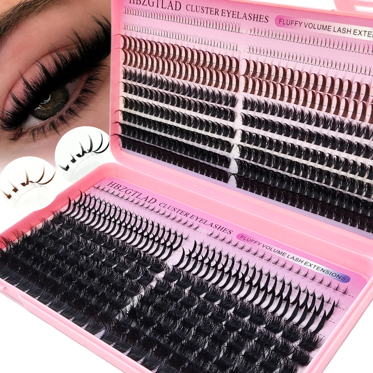 60D-160D Bottom and Spike Black and Brown Eyelash Clusters Curl Up Single piece False Eyelash Clusters Extend Spike Eyelash Clus