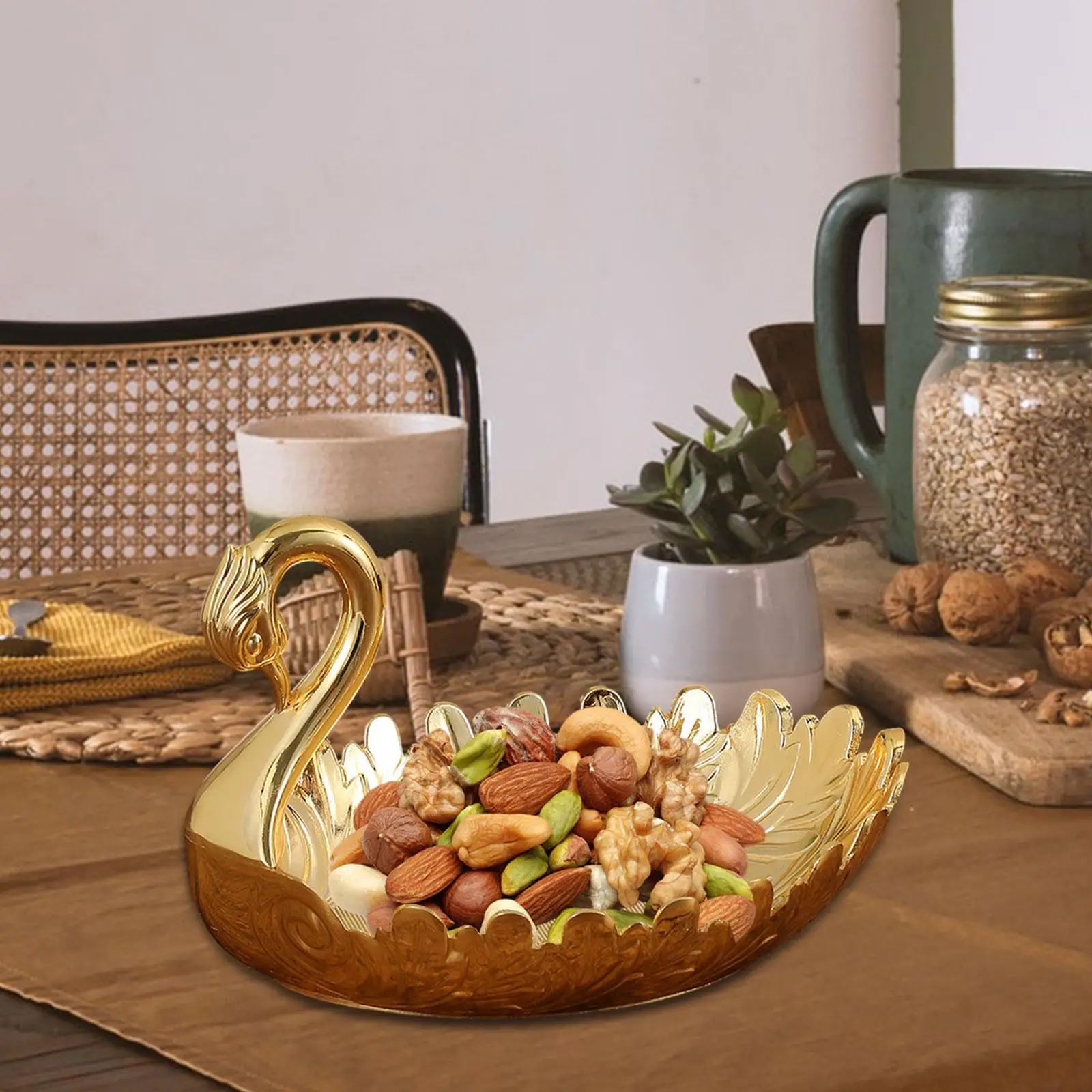 Fruit Display Plate Zinc Alloy Snack Serving Plate for Dinner Birthday Celebration Restaurant Parties Dining Room Tables Dessert