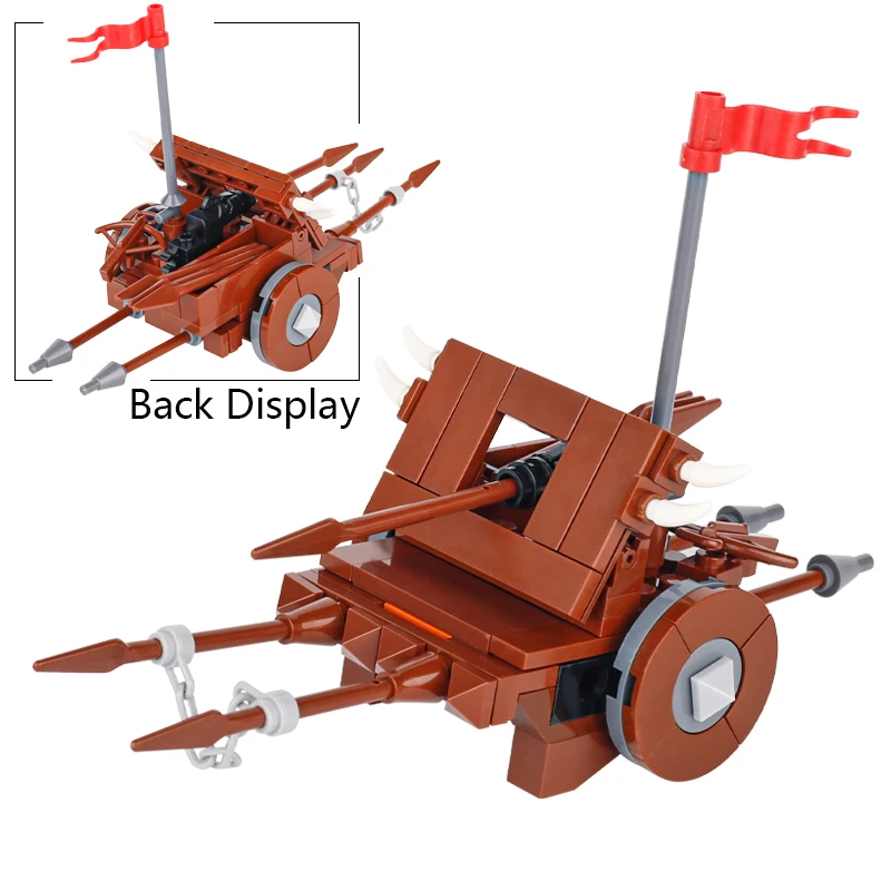 BRICKPANDA Mittelalterliche Militärburg Belagerungsmaschinen Bausteine Schlagring Lagerfeuer Katapulte Waffen Rack Rüstung Helme Ziegel Spielzeug 10
