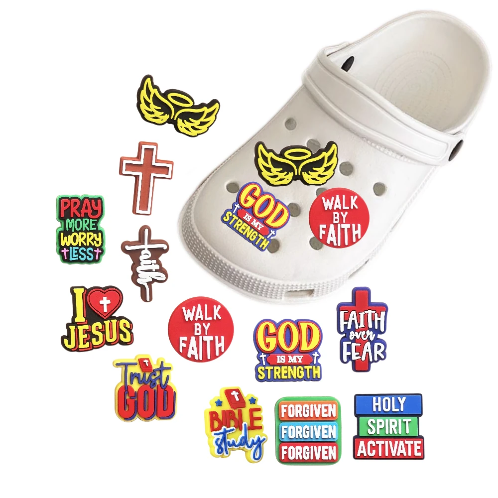 

1-12pcs New religion Cartoon Series Shoes Charms Accessories Fit Clog Backapck Wristbands Shoe Decorate Buckle Party Gift