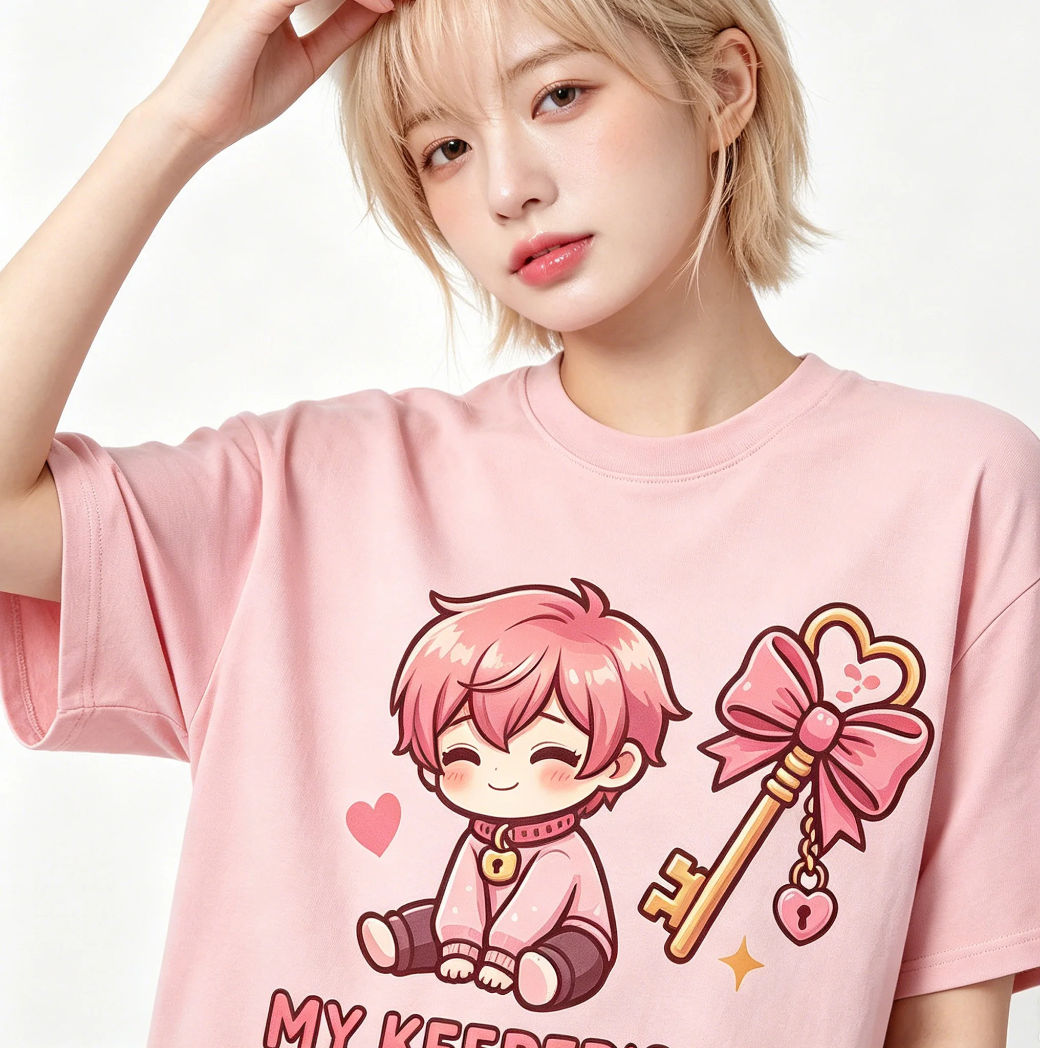 LGBT Oversize 260g Black Locked Boy Chastity Tee Sweet Sissy Sub Catboy Delicate Otokonoko Grunge Street Tee