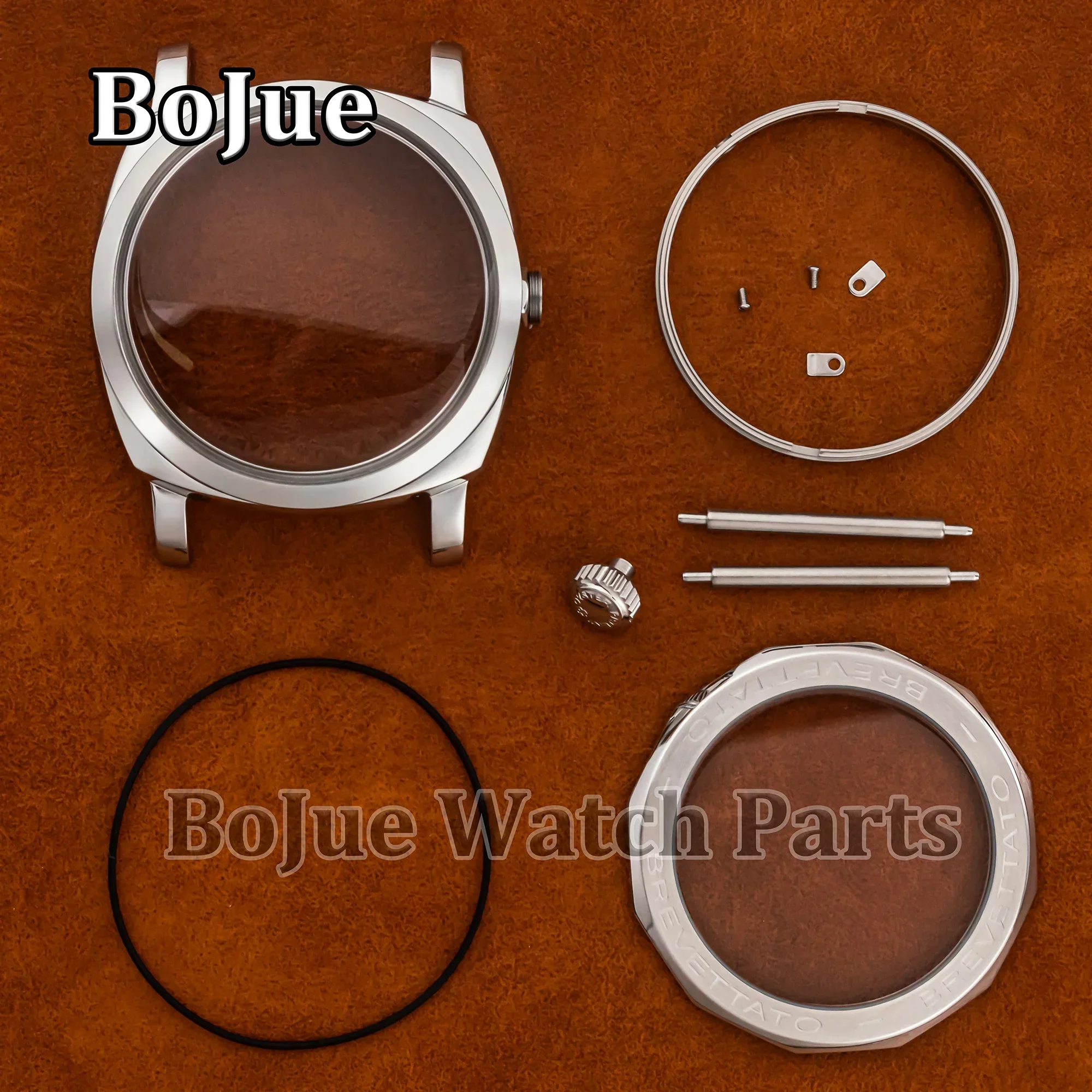 

47mm Vintage Stainless Steel Watch Case Dome Sapphire Glass Waterproof for PAM 6154 Case ETA6497/6498/ST3600 Mechanical Movement