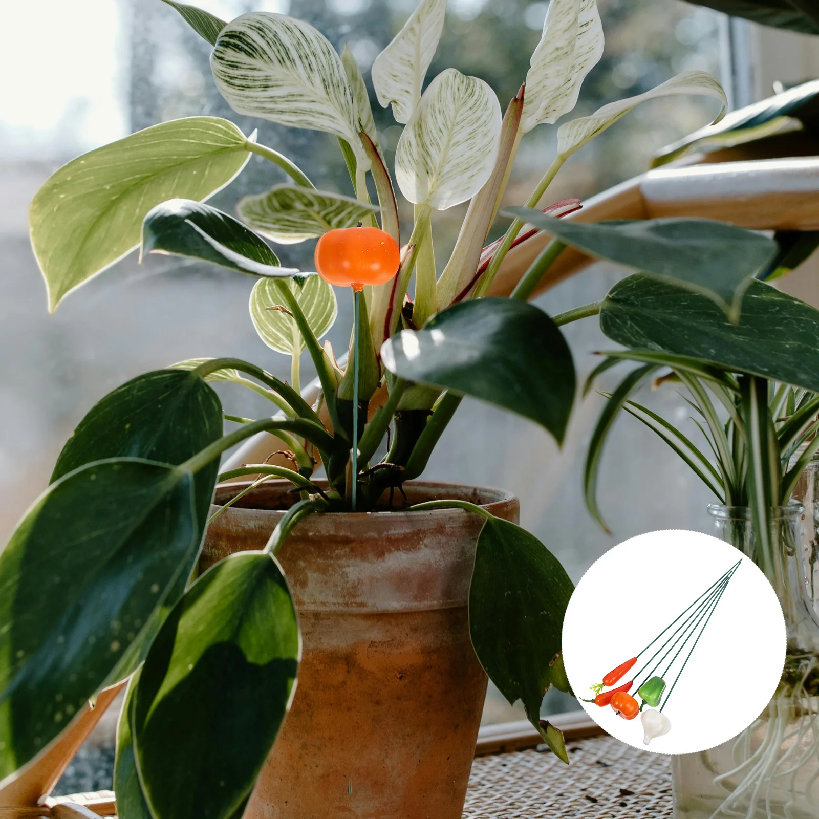 

5pcs Lifelike Food Garden Stake Decorative Outdoor Planter Ornament Realistic Artificial Food Yard Decoration Reusable Plant