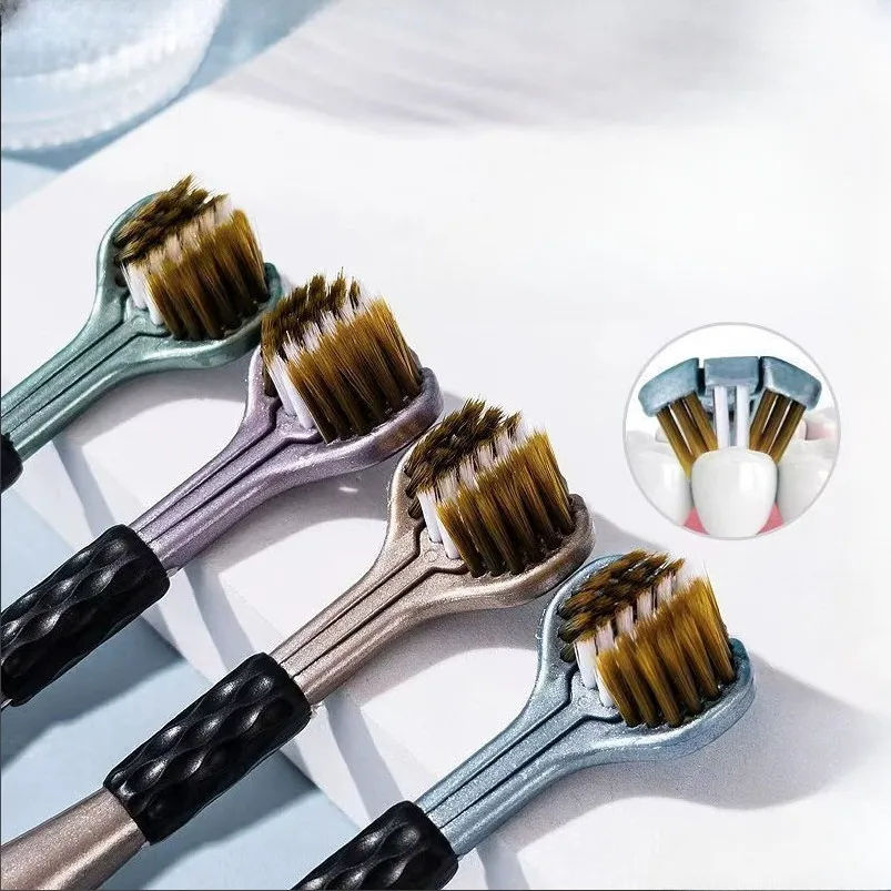 فرشاة أسنان منزلية ذات ثلاثة جوانب، فرشاة أسنان ذات شعيرات ناعمة، فرشاة تنظيف الفم #6