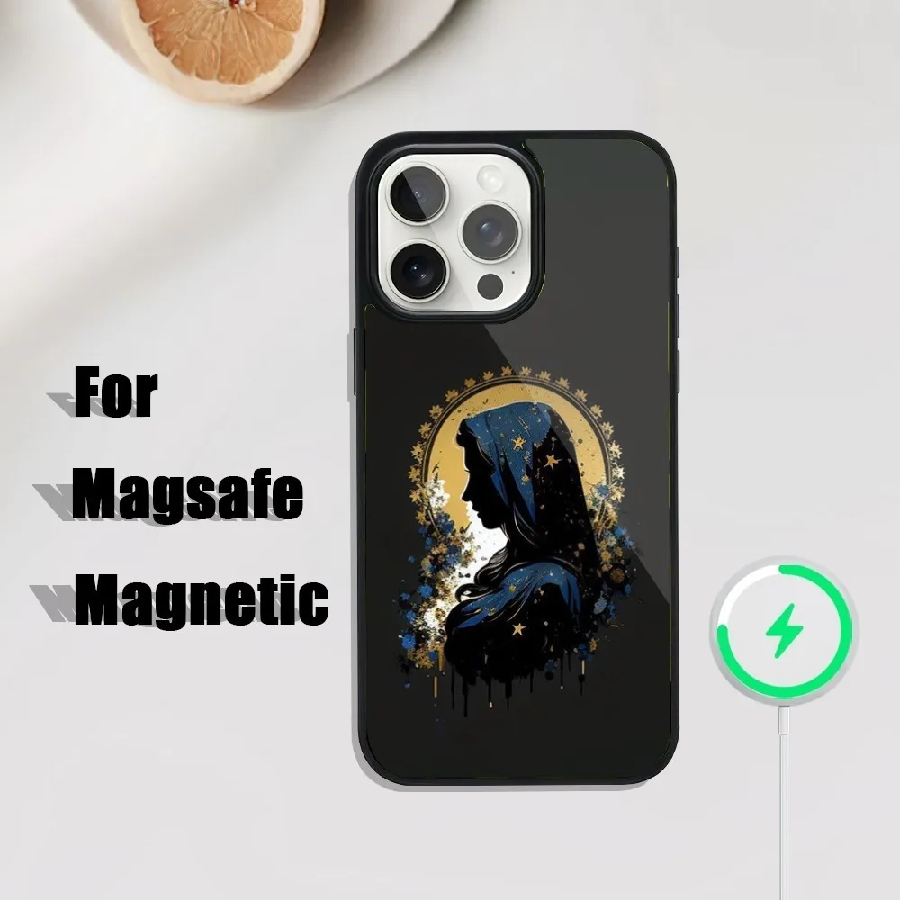 Virgen St.Mary Celestial Mother Phone Case For iPhone 16,15,14,13,12,11,Plus,Pro,Max Mini Magsafe Magnetic Wireless Charging