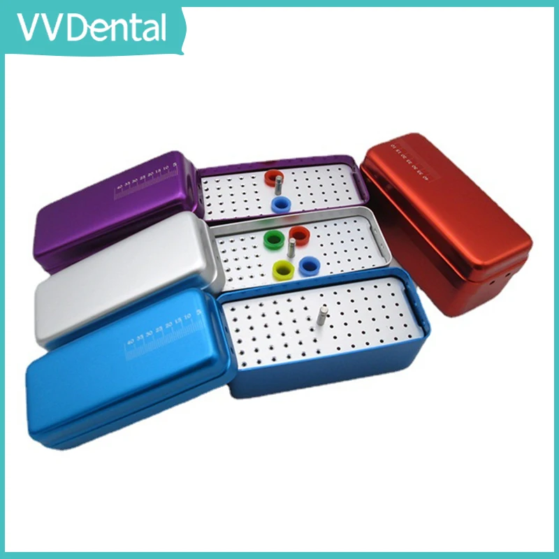 

VVDental Dental Disinfection Box 72 Holes Aluminum Autoclave Sterilizer Case Diamond Burs Holder Dentistry Tools