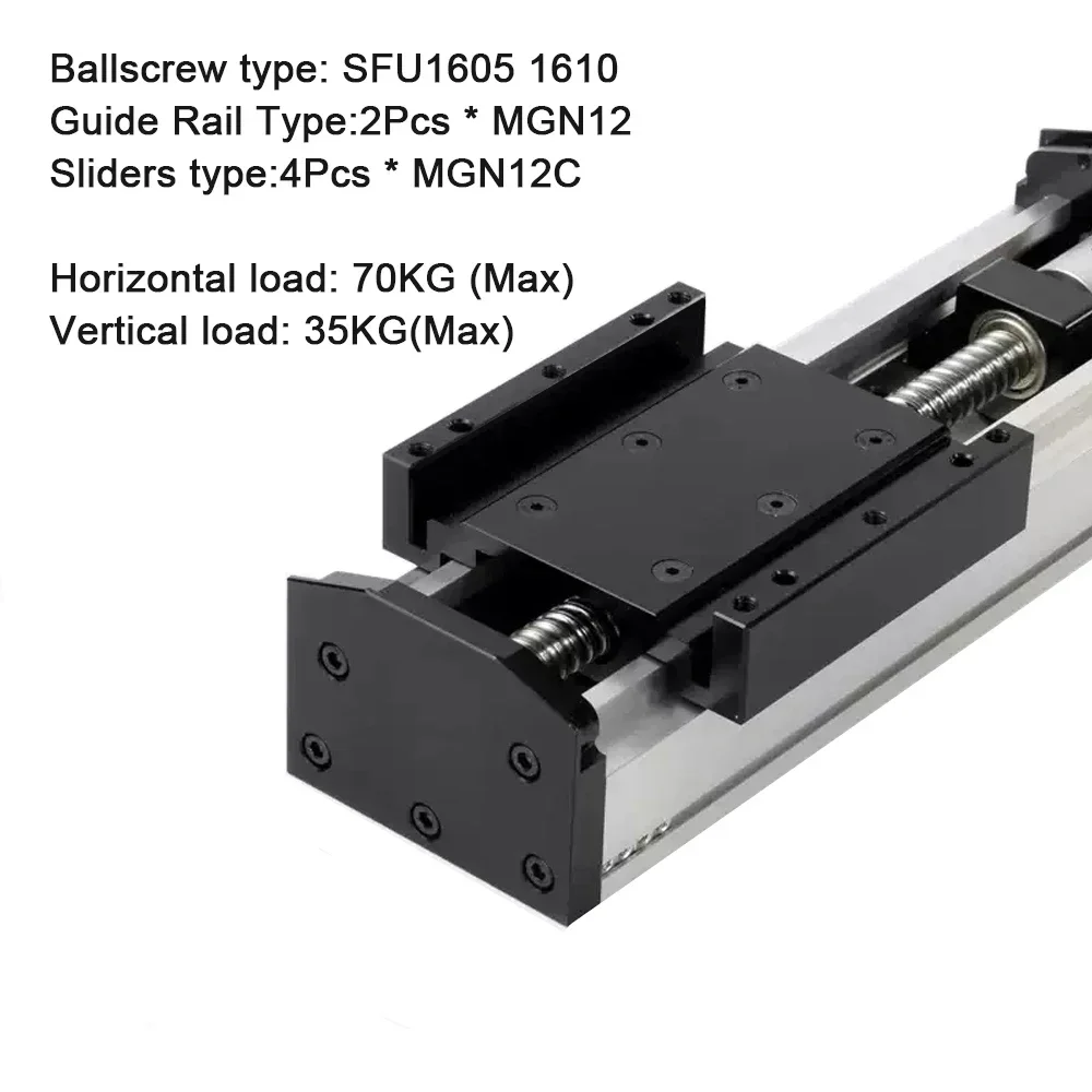 Fully Enclosed Linear Rail Guide Slide Stage Dust Cover 90mm Width 100-1500mm Stroke SFU1605 1610 For Nema 23 Stepper Motor