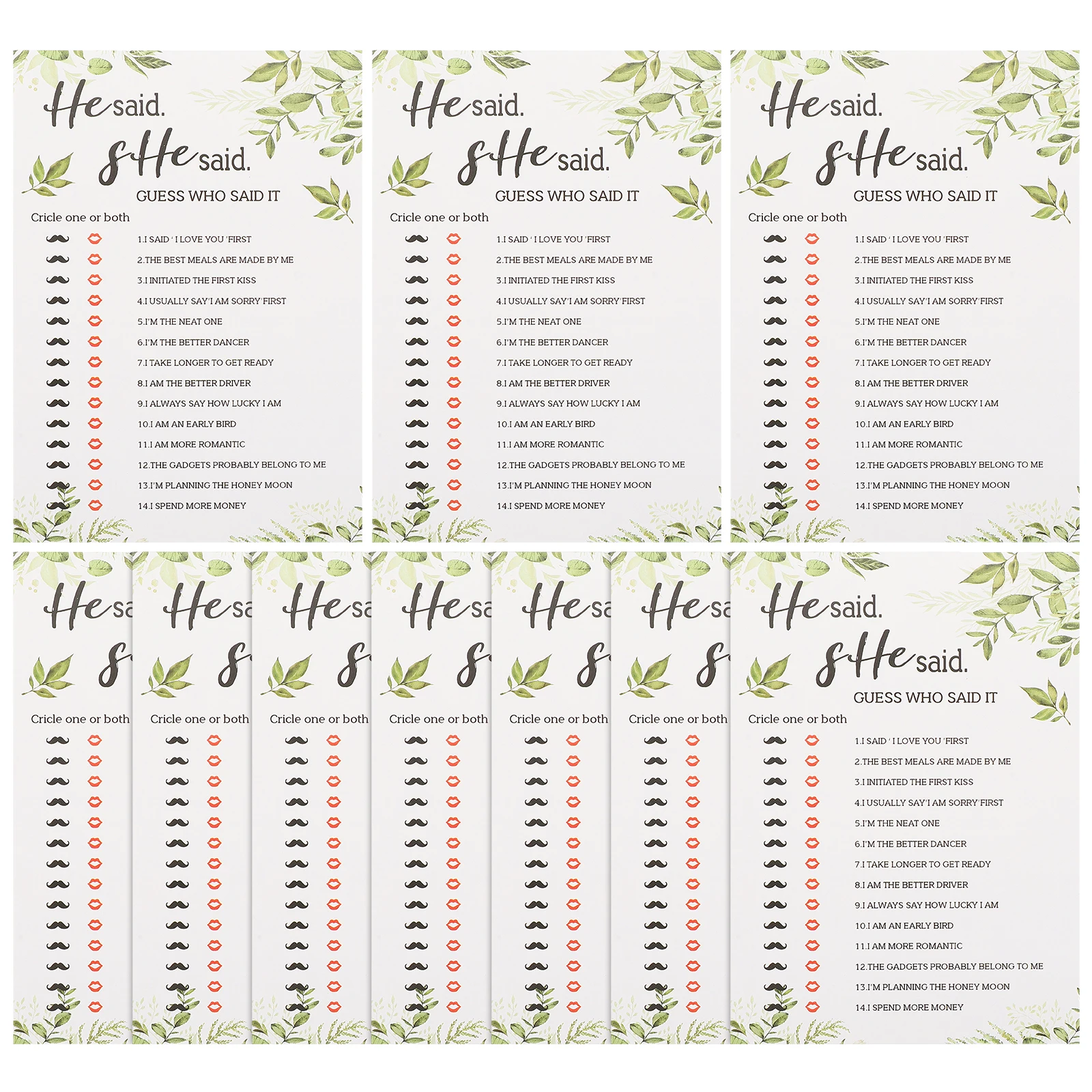 

10pcs Wedding Game Card Bridal Shower Party Supplies Bachelorette Dare Cards Couples Activity Props Lightweight Storage