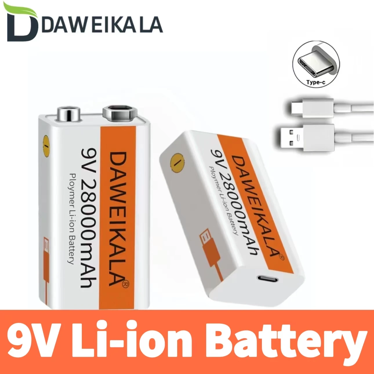 High-capacity 9V 28000mAh Polymer Li-ion Battery Rechargeable,for Multimeter Microphone Toy Remote Control KTV+USB cable