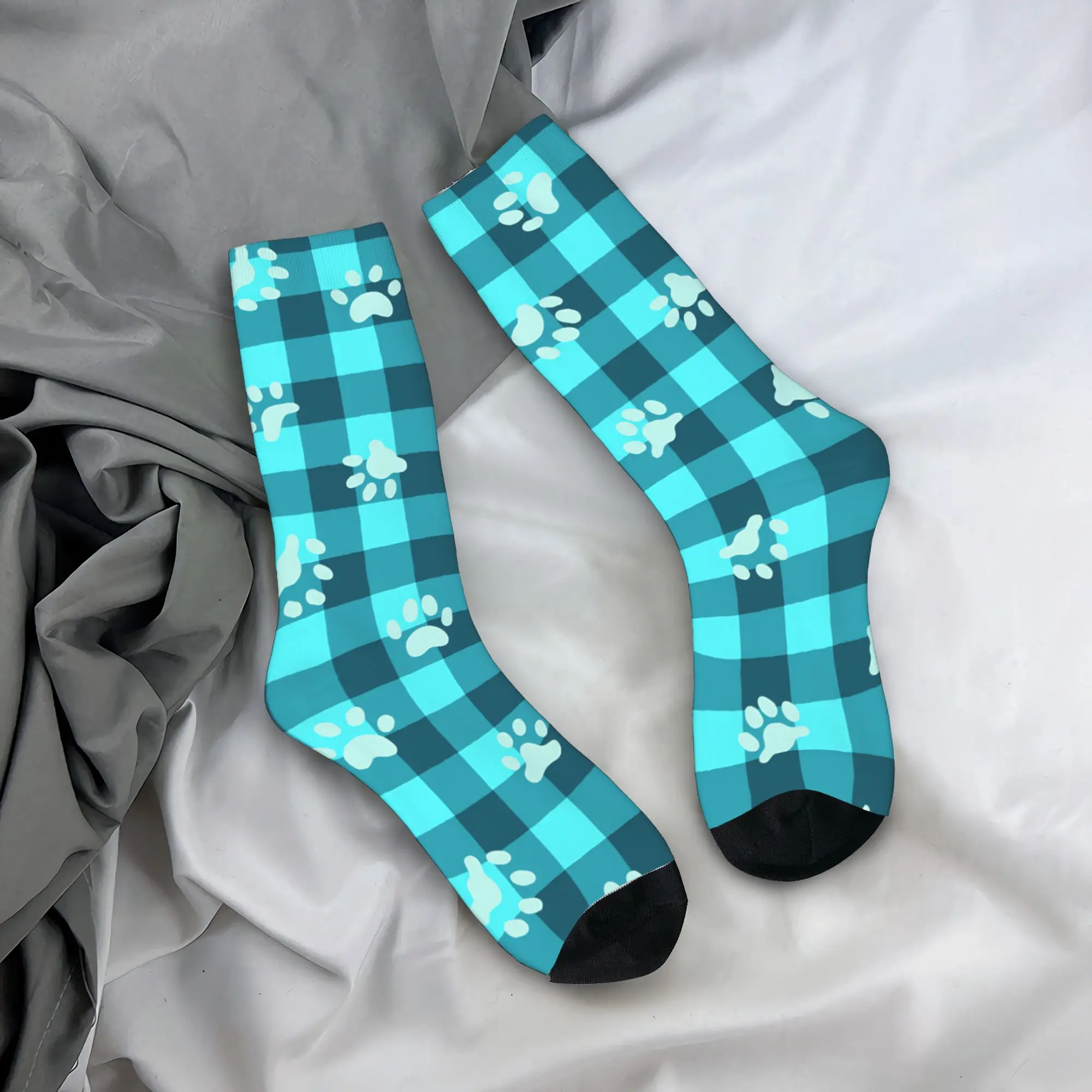 

Dog Paw Print and Bone Stockings Graphic Novelty Socks Autumn Non Slip Socks Men's Cycling Comfortable Socks