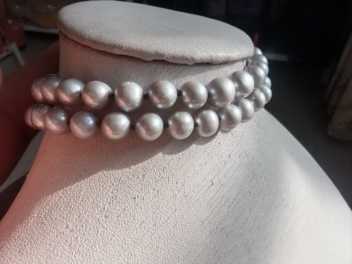 2 rows AAA 5-6mm Natural  Pearl south Sea gray Pearl  Bracelet 7.5-8inch