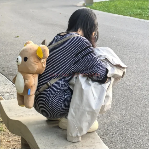 Japanischer San-X Rilakkuma Plüsch-Rucksack, süßer Kawaii-Bär, JK-Lolita, süßer Reißverschluss, Bär, Schultasche, große Kapazität, Aufbewahrungstasche