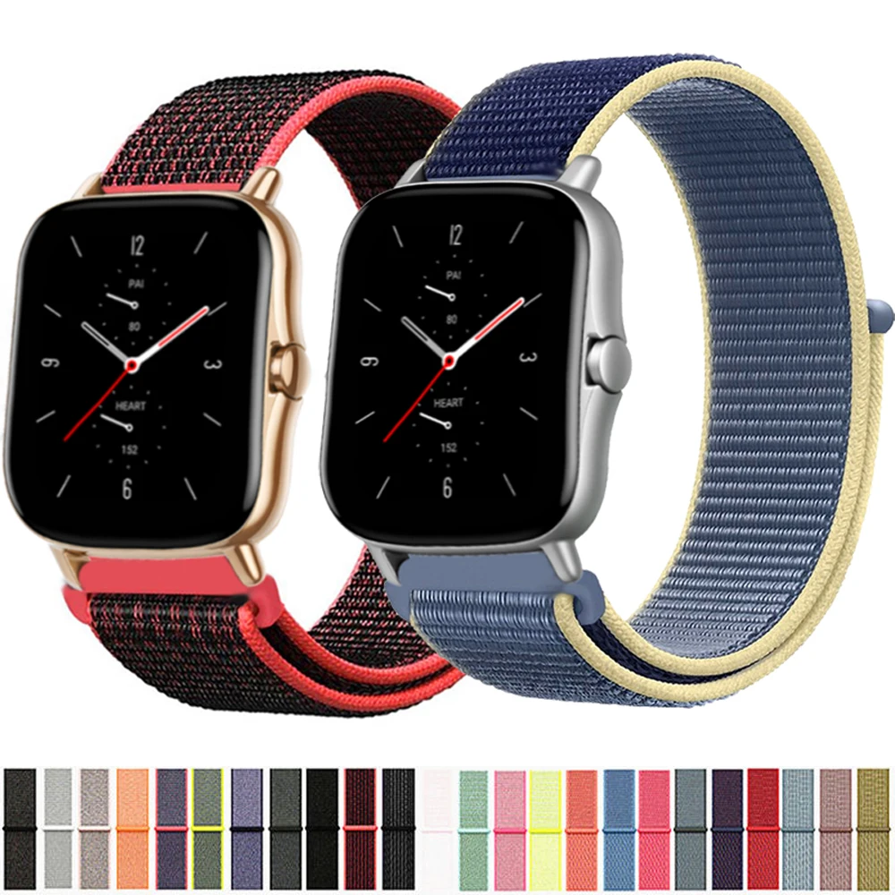 20mm/22mm Nylon band For Amazfit GTS/2/2e/GTS2 Mini/GTR 42mm/47mm/GTR2/2e/stratos 2/3 Sport Loop belt Bracelet Amazfit bip strap