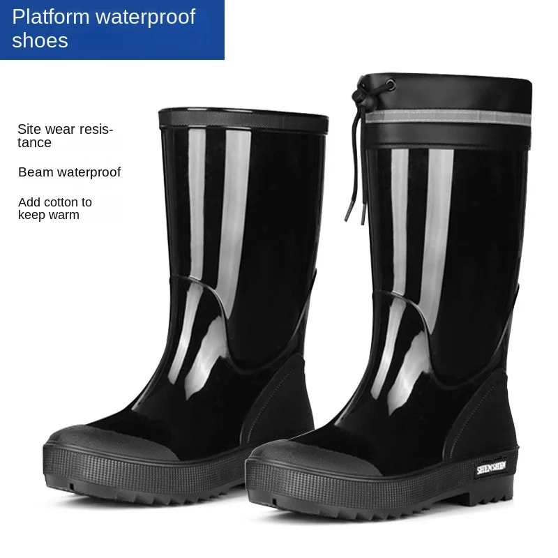 New， rain boots， men\'s rain ，boots waterproof 2024 new mid-tube kitchen car wash waterproof fishing anti-slip men\'s rubber shoes