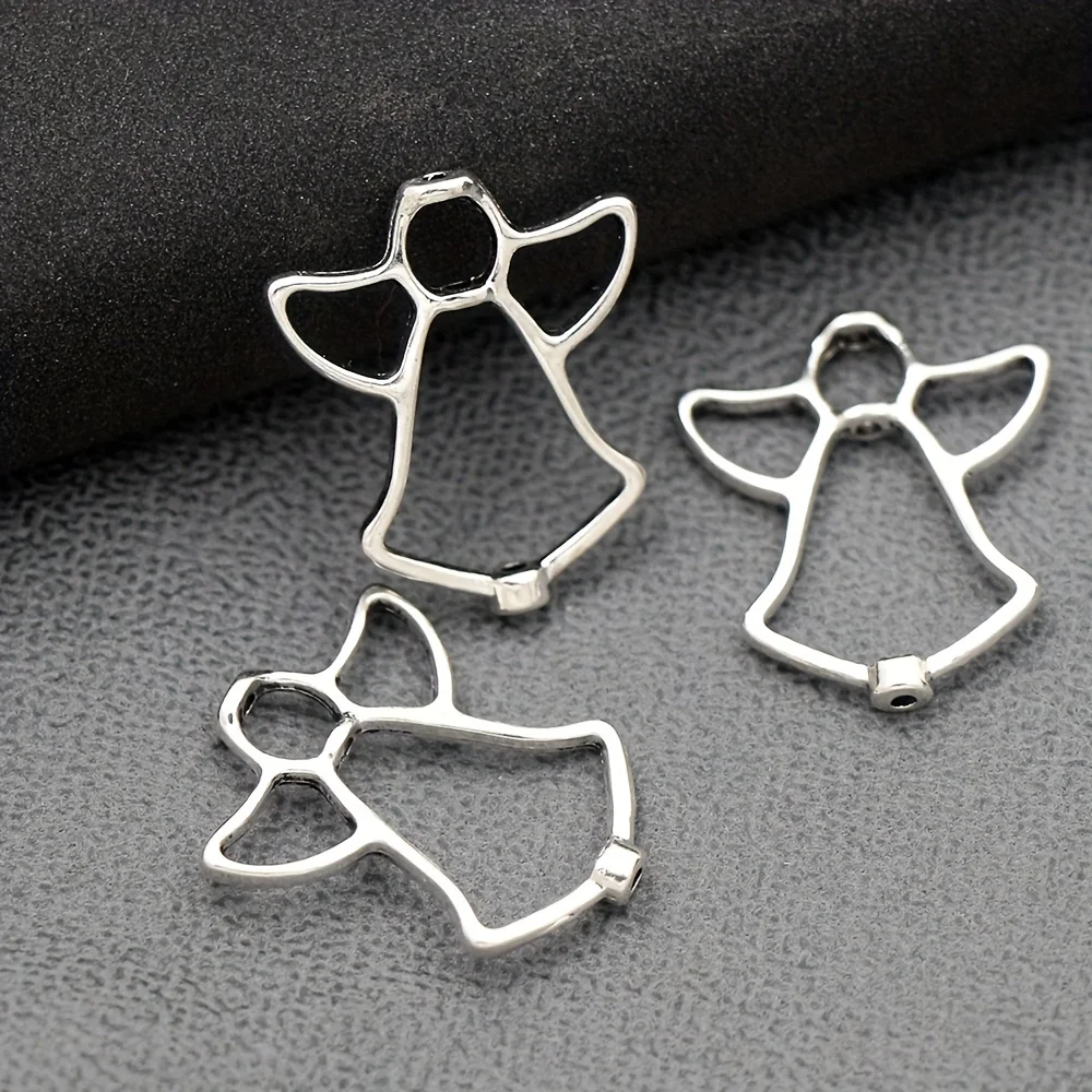 15pcs 25x21mm Hollow Angel Bead Frames FOR 4x14MM Beads Antique Silver DIY Jewelry Making Findings L750
