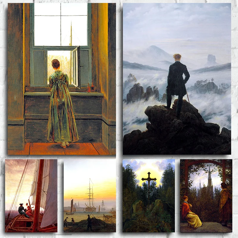 1pc Frameless Canvas Painting Classic Vintage, Wall Art, Classical Kaspar David, HD Canvas Print Poster, Home Living Room