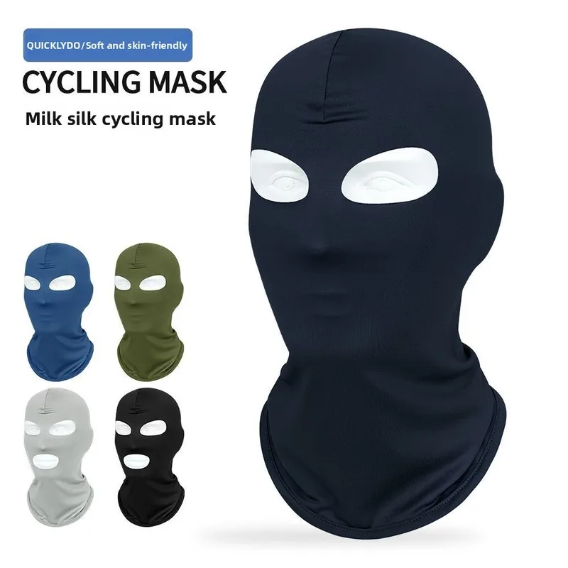 Breathable Two-Hole Quick-Dry Balaclava Solid Color Outdoor Motorcycle Riding Sun Protection Face Covering with Cooling Effect
