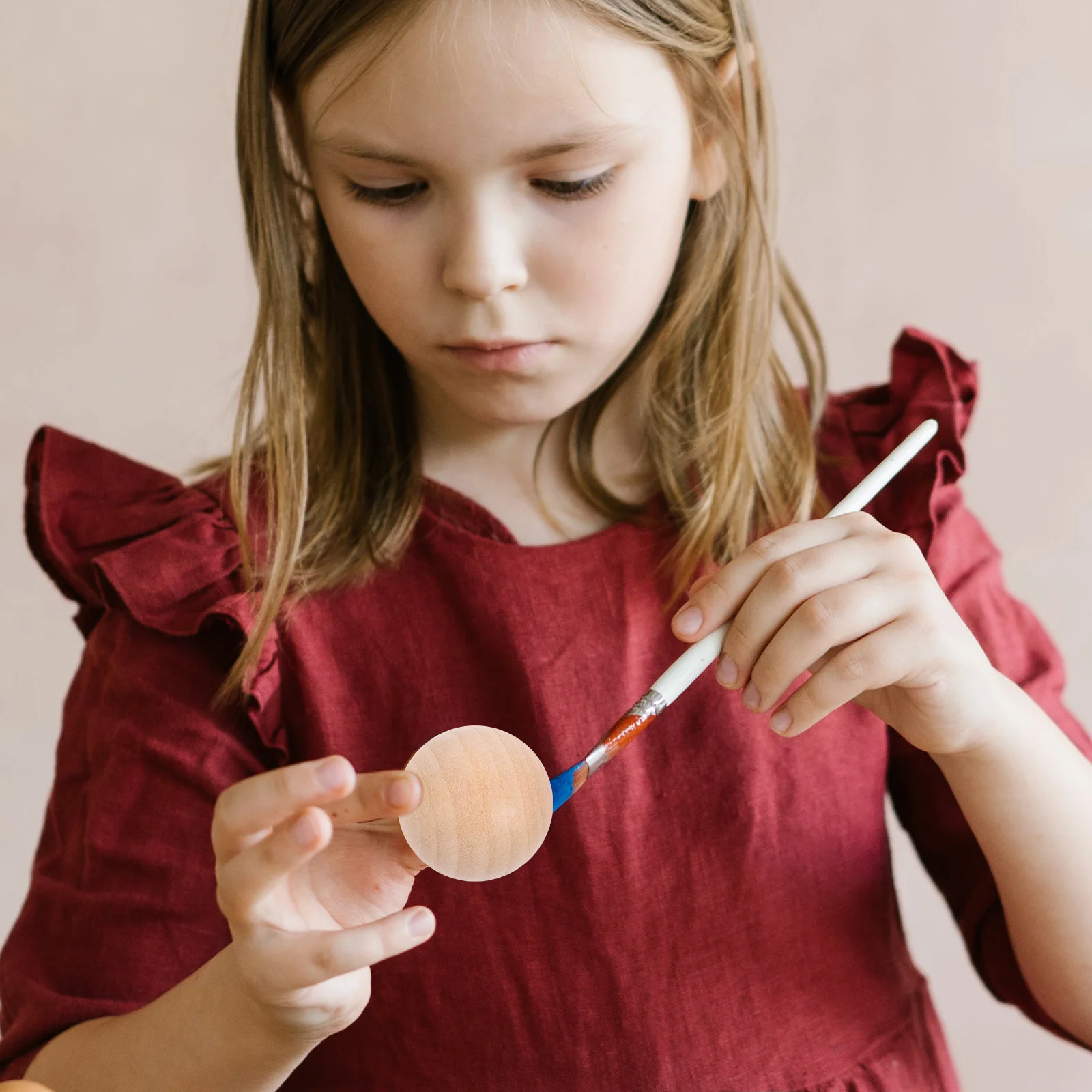 

30Pcs Children's Painting Craft Beads 3Cm Natural Lotus Wood Round Ball DIY Beading Making Jewelry Bracelet Decoration