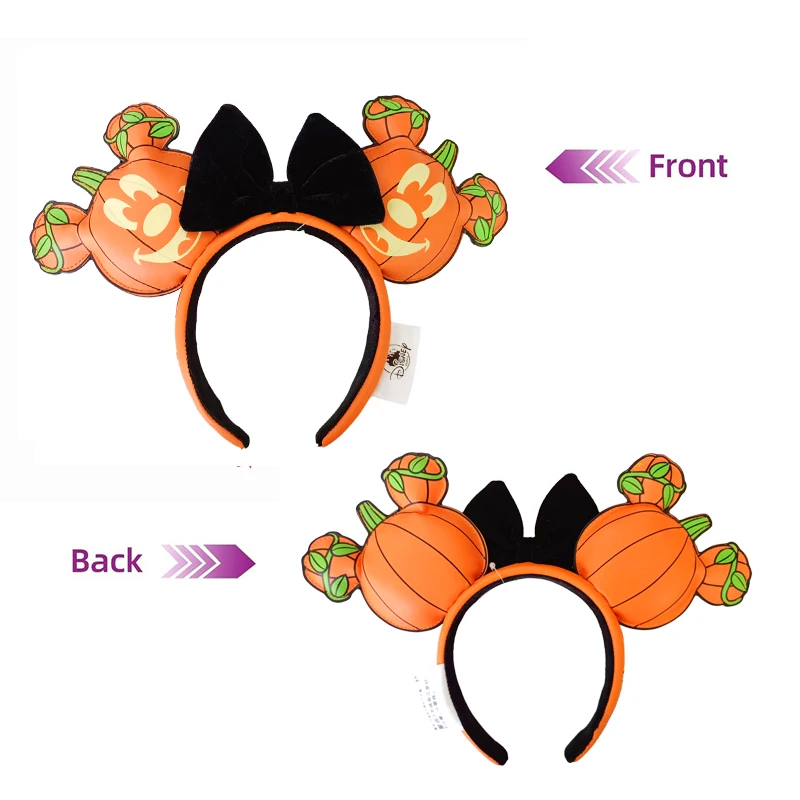 Diadema con orejas de Mickey Mouse y calabaza de PU, disfraz de Halloween, diadema, regalo de felpa, bandera de EE. UU., pelo de fiesta para niñas
