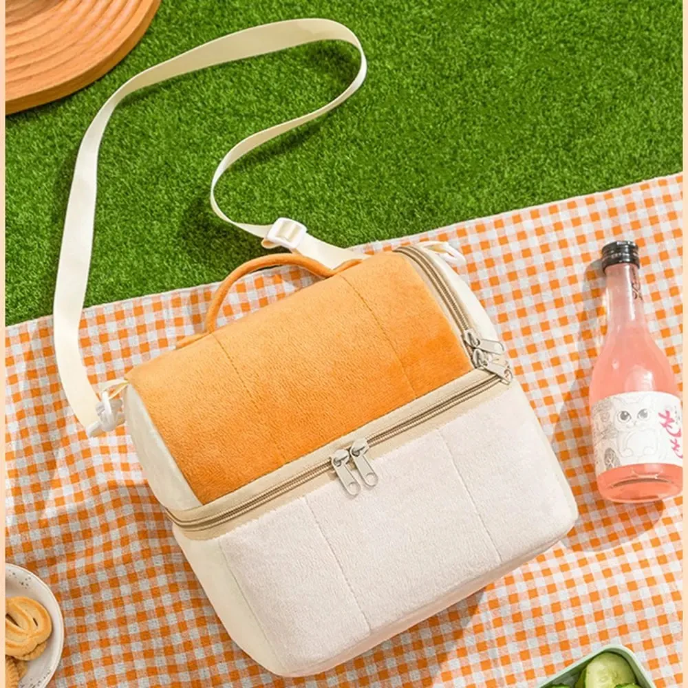 One-shoulder Bento Lunch Box Toast Bag Portable Insulation Deepen Thicken Double-layer Large Capacity Food Hiking Picnic Bag