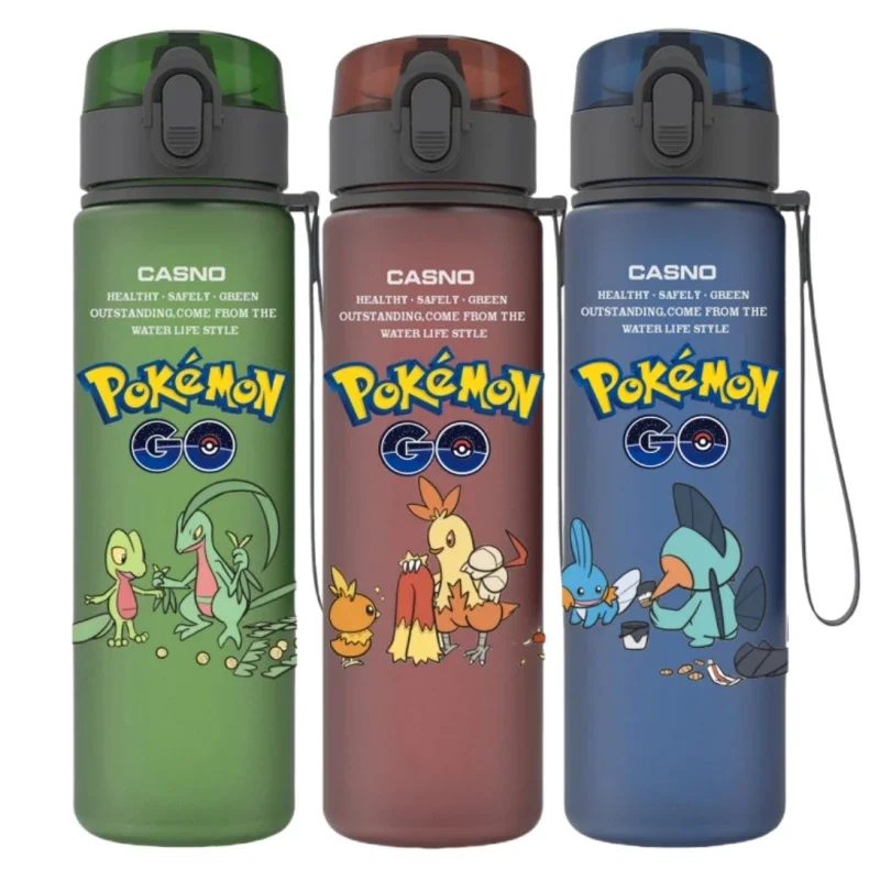 Pokemon Water Bottle 560ML Charmander Squirtle Portable Plastic Water Glass Pokemon Adult Kid High Capacity Sports Anime Cup