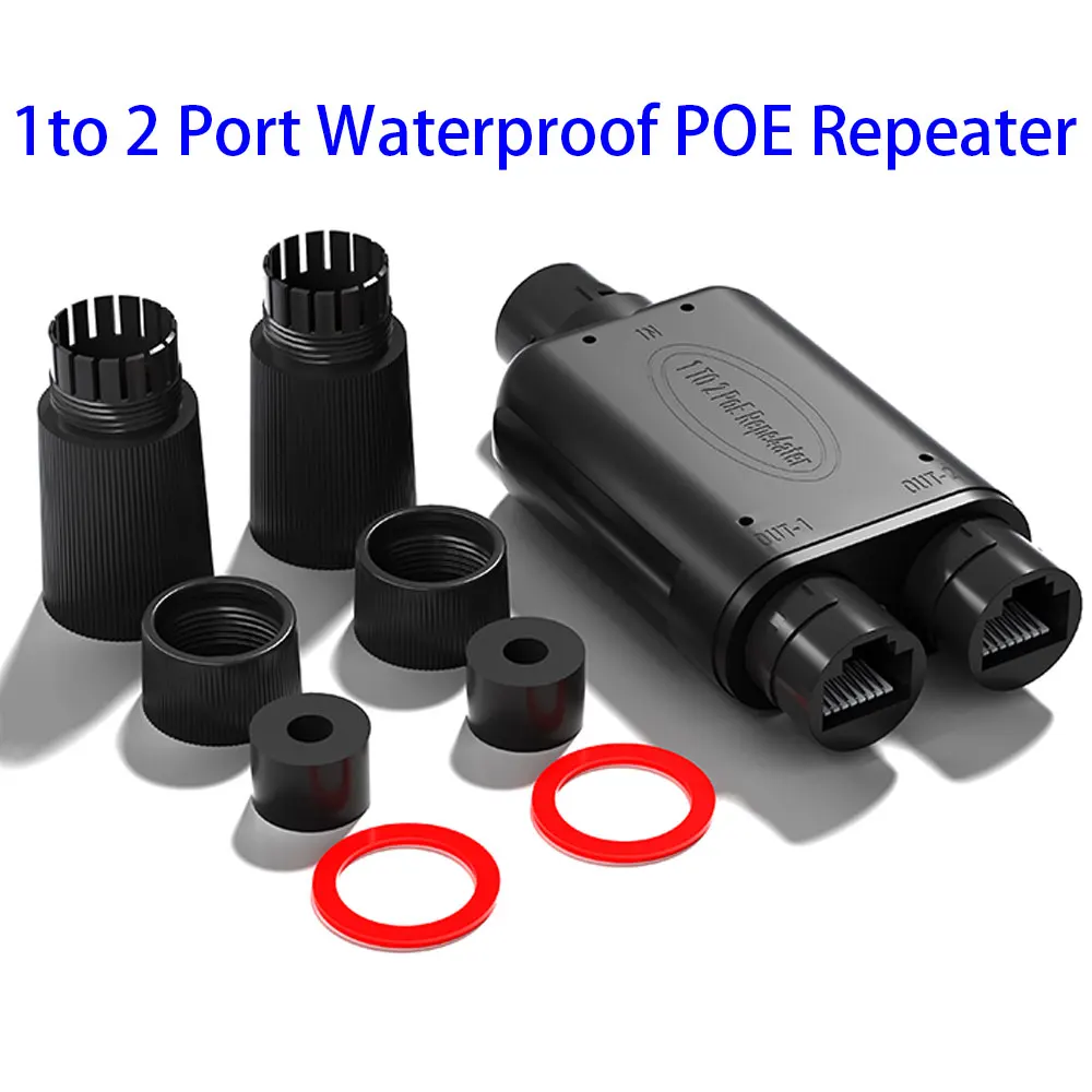 repetidor-poe-a-prova-d'Agua-de-2-portas-ip66-10-100mbps-extensor-poe-1-para-2-preto-com-ieee8023af-at-48v-para-uso-externo-com-switch-poe-e-camera