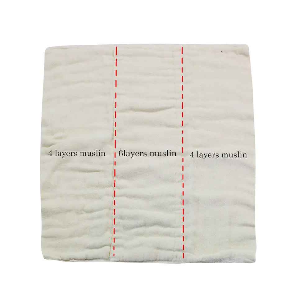 3PCS Super Absorbent 100% Cotton Guaze Unbleached Infant Prefold Cloth Diapers Baby Flat Washable Diaper Insert Organic Preflats