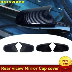 2PCS Glossy Black Carbon Fiber Color Horn Style For Ford Mustang 2015 2016 2017 2018 2019 2020 Rearview Side Mirror Cover Caps