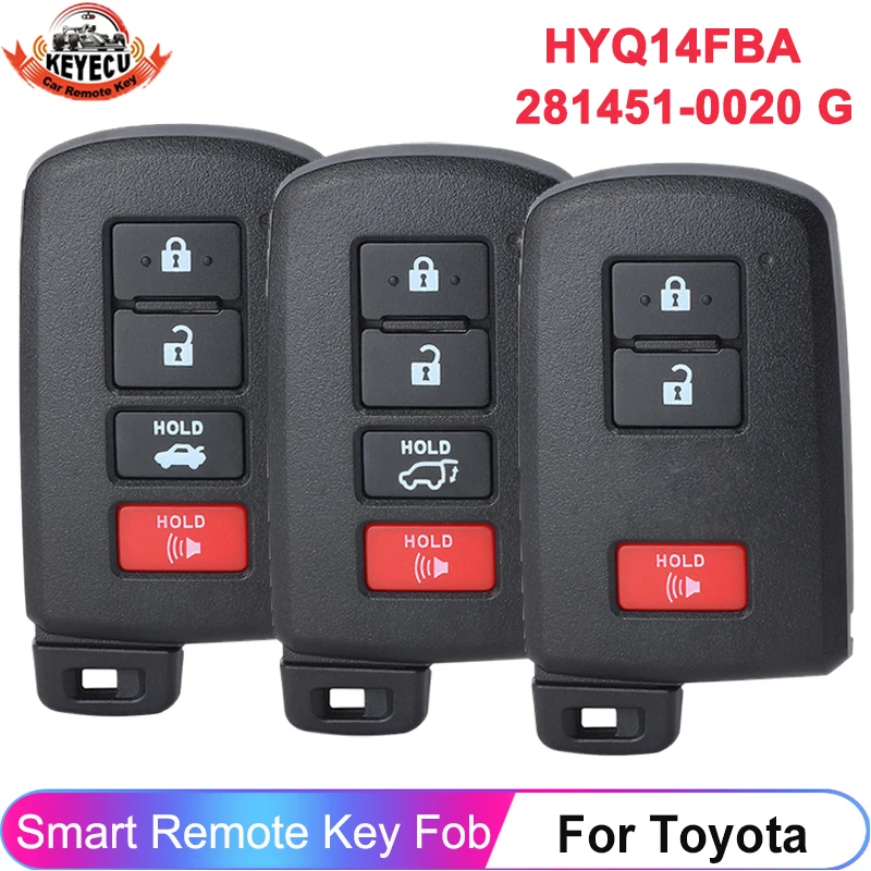 KEYECU dla Toyota Camry Corolla RAV4 Prius Avalon 2015 2016 2017 2018 2019 FCC ID: HYQ14FBA 281451 -0020 G Pilot zdalnego sterowania Smart Key