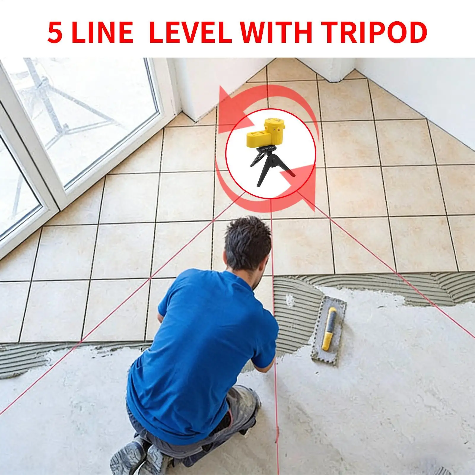 Level With Tripod 5 Line Auto Sensor Alignment Stand Telescopic Level Tripod For Home Photography Renovation Video Tile