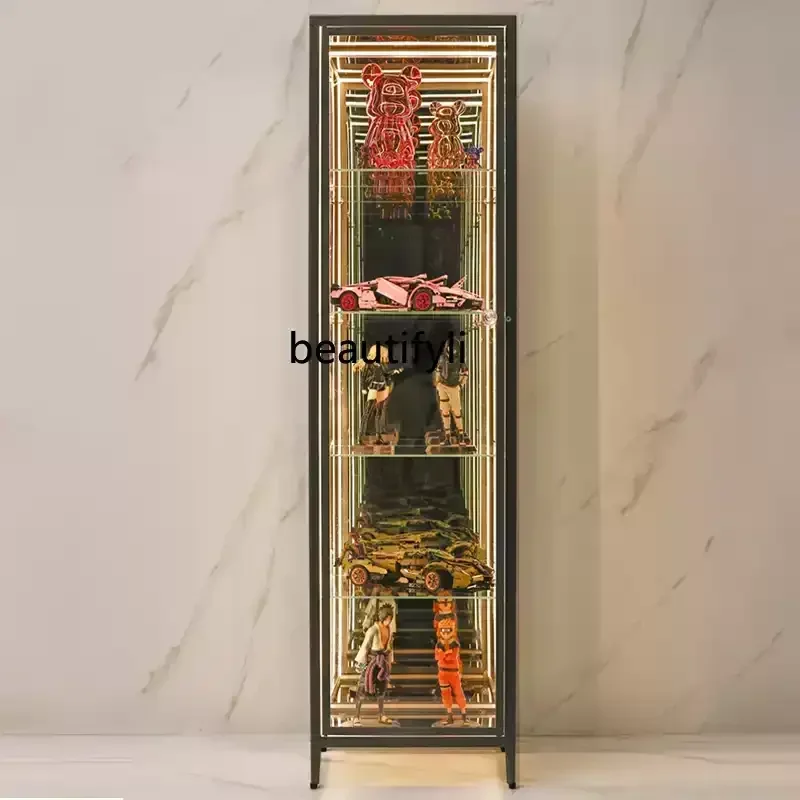 Household aluminum alloy transparent display cabinet model with lamp high-end display tempered glass cabinet can be customized