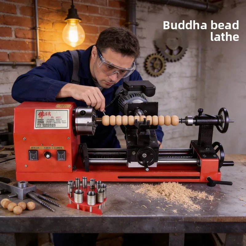 Woodworking machine tool equipment Speed regulation Mini small lathe Double head